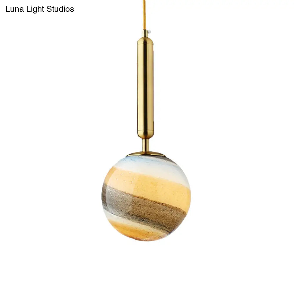 Gold And Black Bedroom Pendant Light With Frosted Glass Shade