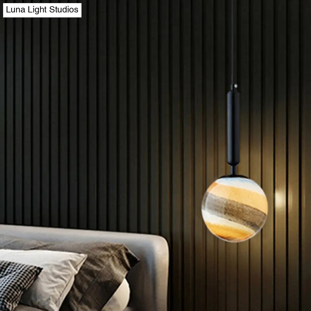 Gold And Black Bedroom Pendant Light With Frosted Glass Shade