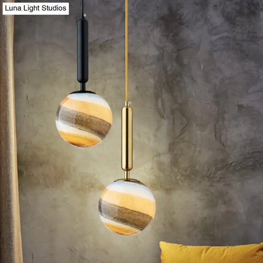 Gold And Black Bedroom Pendant Light With Frosted Glass Shade