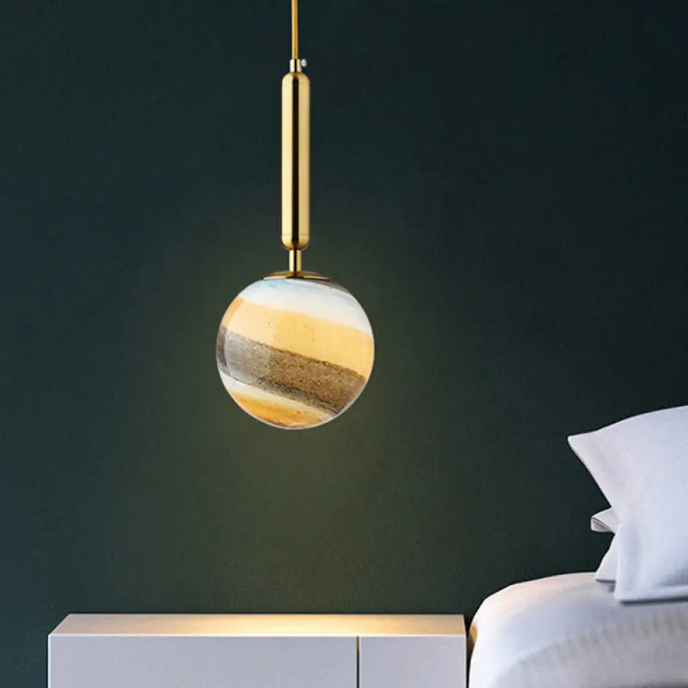 Contemporary Gold/Black Bedroom Pendant Lamp With Frosted Glass Shade Gold