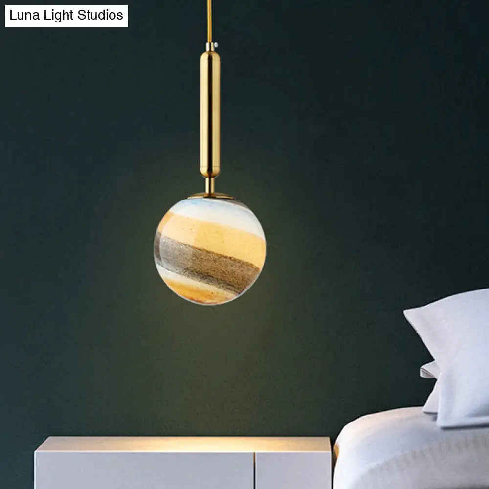 Gold And Black Bedroom Pendant Light With Frosted Glass Shade