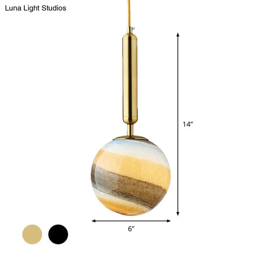 Gold And Black Bedroom Pendant Light With Frosted Glass Shade