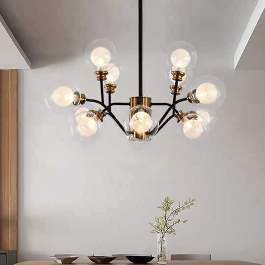 Contemporary Gold & Black Metal Dining Table Pendant Light Chandelier - Modo Design 12 /