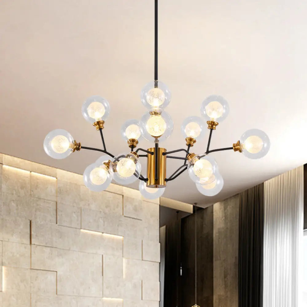 Contemporary Gold & Black Metal Dining Table Pendant Light Chandelier - Modo Design 15 /