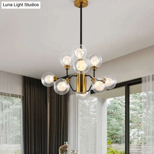 Contemporary Gold & Black Metal Dining Table Pendant Light Chandelier - Modo Design