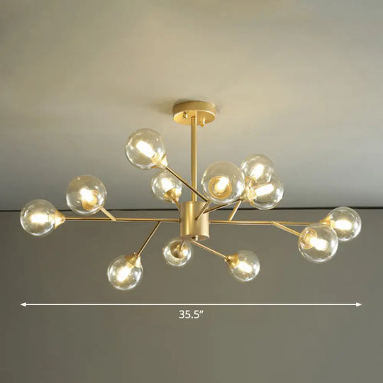 Contemporary Gold Branch Chandelier: Clear Glass Pendant Lamp For Bedroom Lighting 12 /