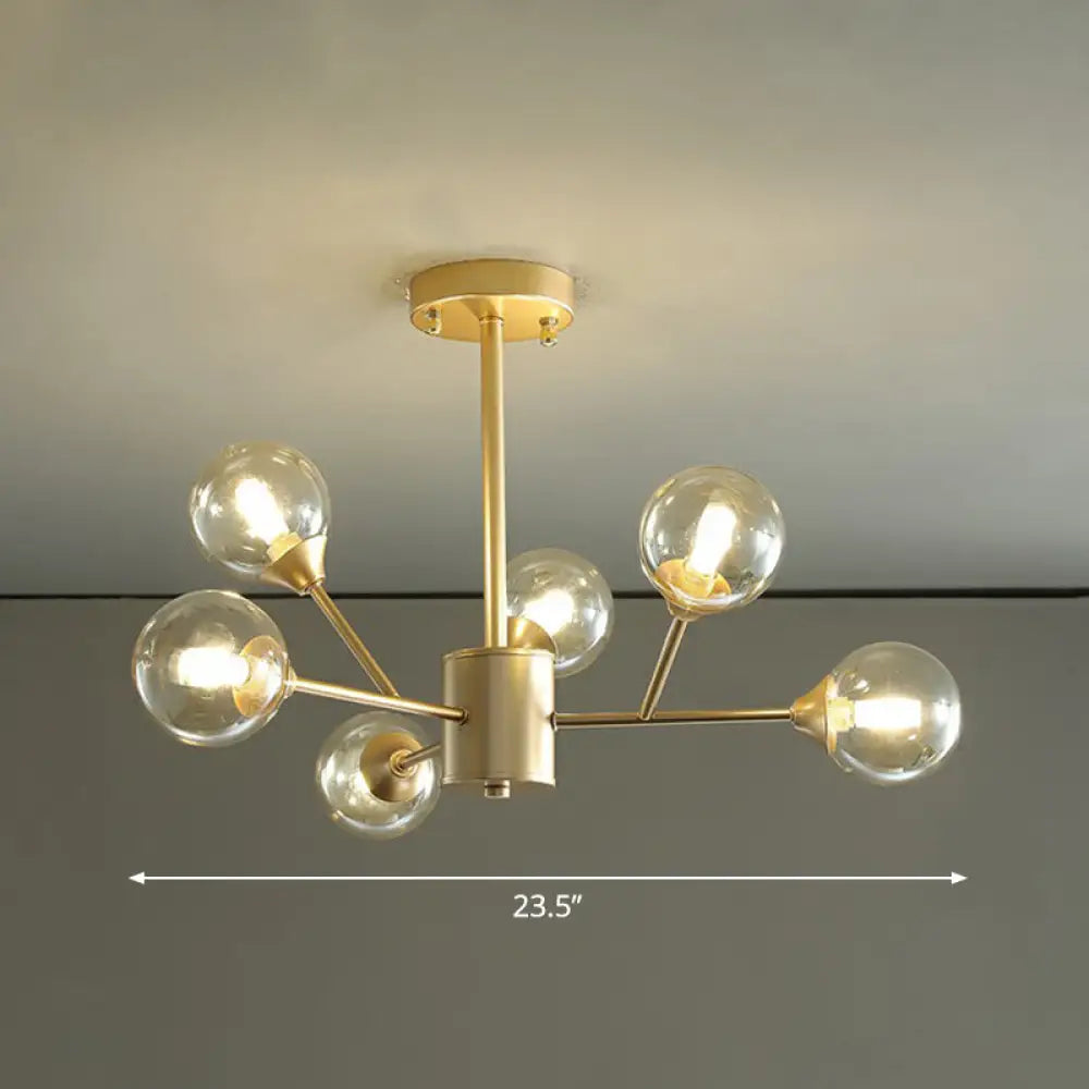 Contemporary Gold Branch Chandelier: Clear Glass Pendant Lamp For Bedroom Lighting 6 /