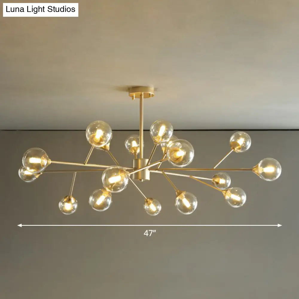 Contemporary Gold Branch Chandelier With Clear Glass Balls For Bedroom Lighting 18 /