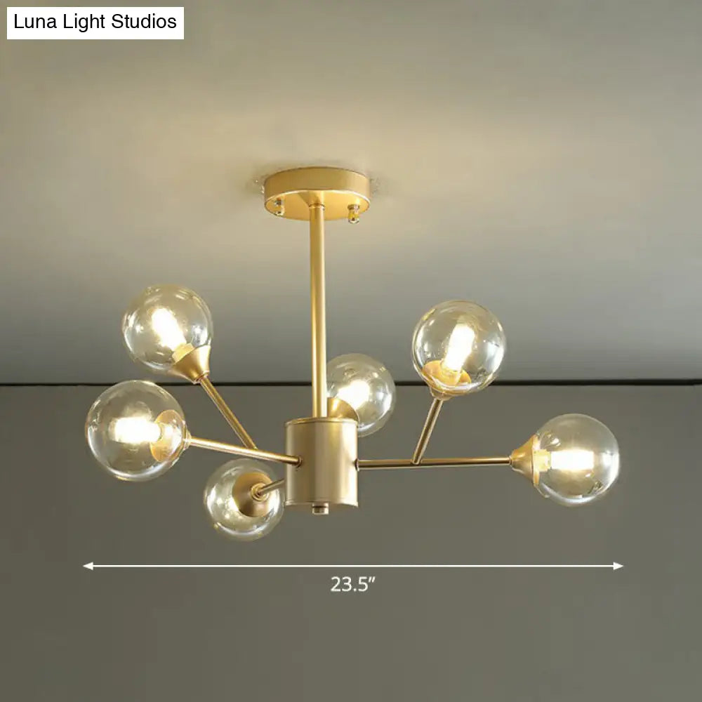 Contemporary Gold Branch Chandelier With Clear Glass Balls For Bedroom Lighting 6 /