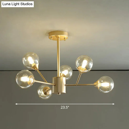 Contemporary Gold Branch Chandelier With Clear Glass Balls For Bedroom Lighting 6 /