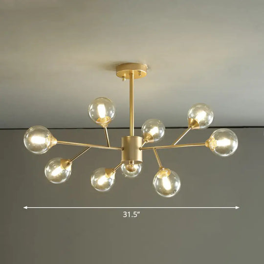 Contemporary Gold Branch Chandelier: Clear Glass Pendant Lamp For Bedroom Lighting 9 /