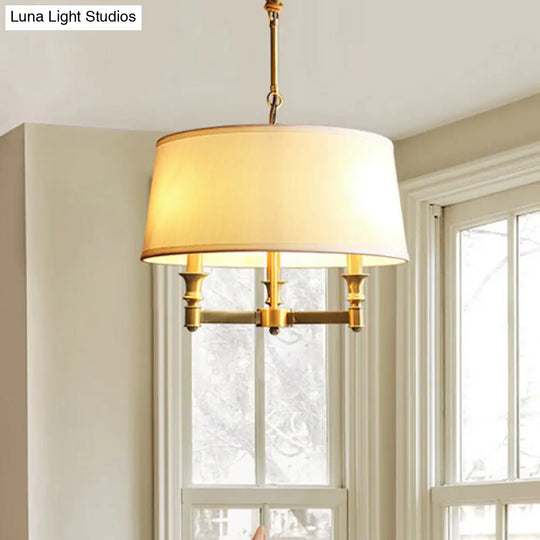 Contemporary Gold Candlestick Chandelier Pendant Light With Empire Shade - 3 Heads