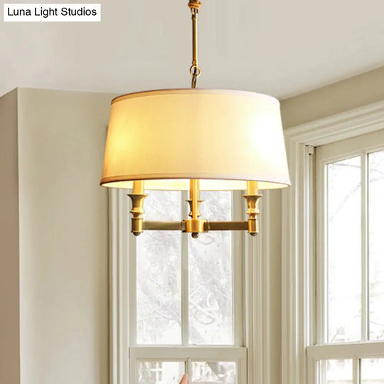 Contemporary Gold Candlestick Chandelier Pendant Light - 3 Heads Metal Hanging With Empire Shade