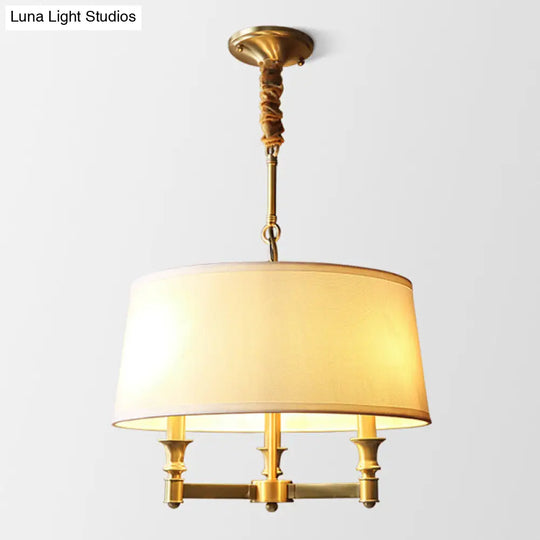 Contemporary Gold Candlestick Chandelier Pendant Light With Empire Shade - 3 Heads