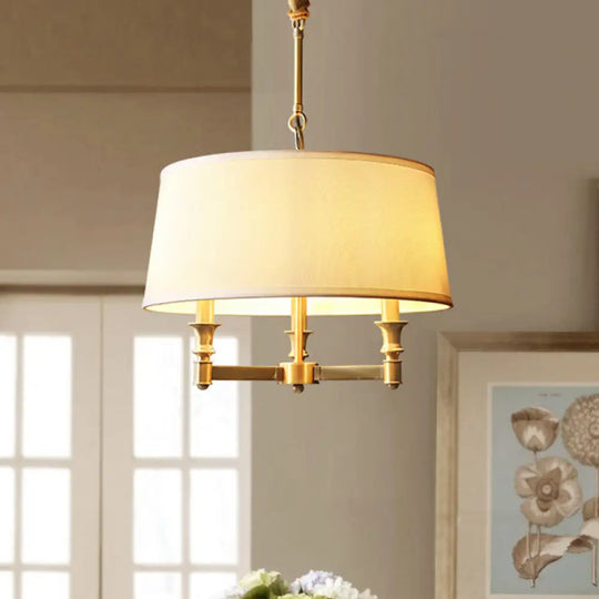 Contemporary Gold Candlestick Chandelier Pendant Light - 3 Heads Metal Hanging With Empire Shade