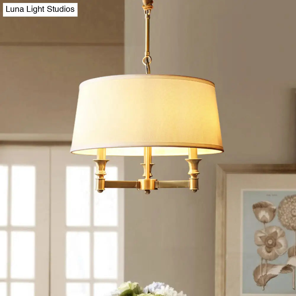 Contemporary Gold Candlestick Chandelier Pendant Light With Empire Shade - 3 Heads