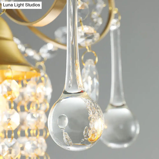 Contemporary Gold Ceiling Pendant Light With Clear Crystal Shade - Perfect For Kitchen