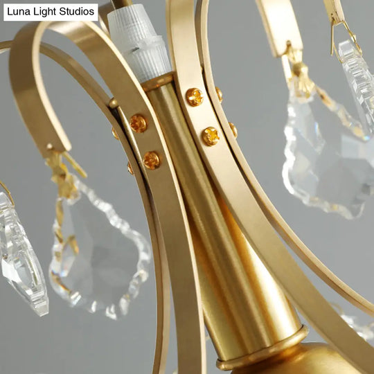 Contemporary Gold Ceiling Pendant Light With Clear Crystal Shade - Perfect For Kitchen