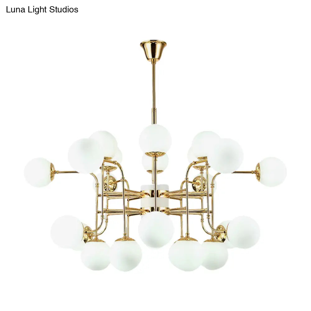 Contemporary Gold Chandelier With Opal Glass Shades - 12/16/24 Lights