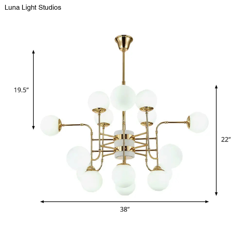 Contemporary Gold Chandelier With Opal Glass Shades - 12/16/24 Lights