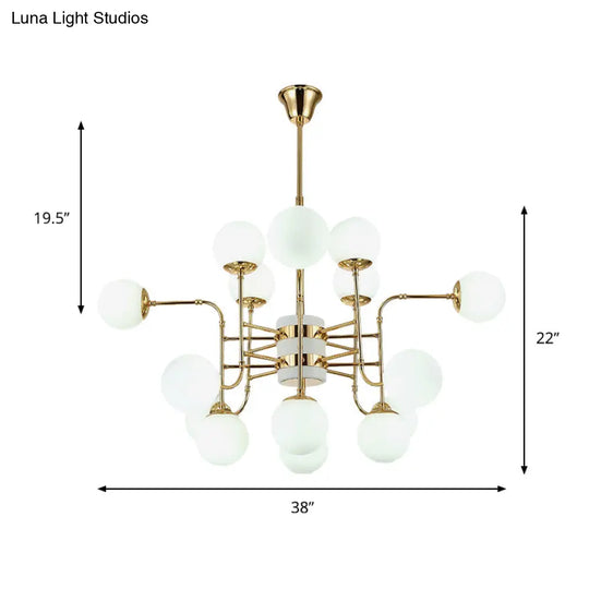 Contemporary Gold Chandelier With Opal Glass Shades - 12/16/24 Lights