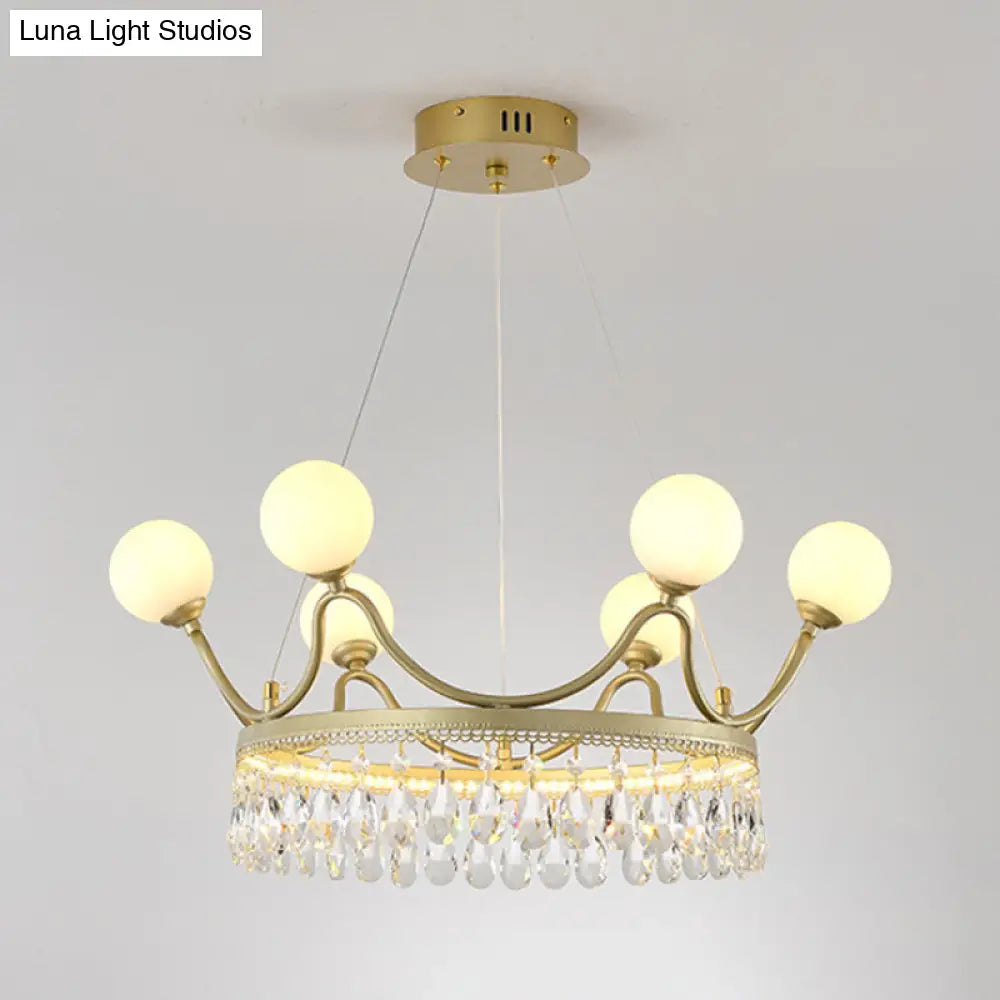 Contemporary Gold Crown Crystal Chandelier - 6/8-Light Suspended Lighting Fixture