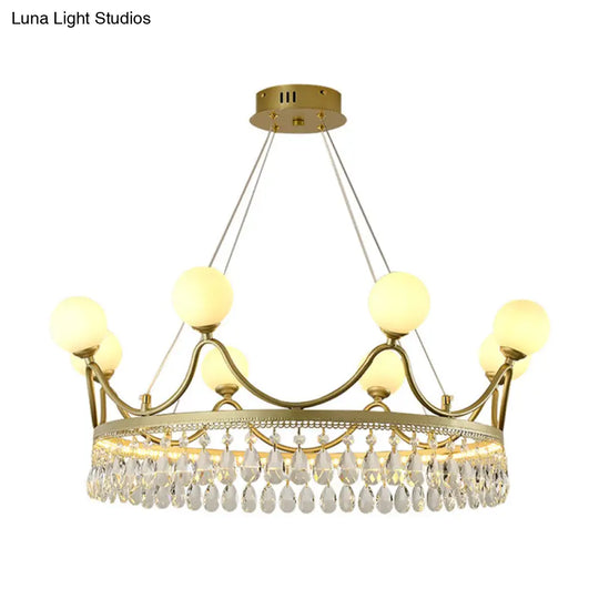 Contemporary Gold Crown Crystal Chandelier - 6/8-Light Suspended Lighting Fixture