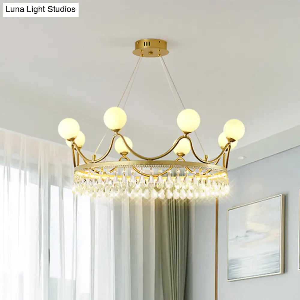 Contemporary Gold Crown Crystal Chandelier - 6/8-Light Suspended Lighting Fixture