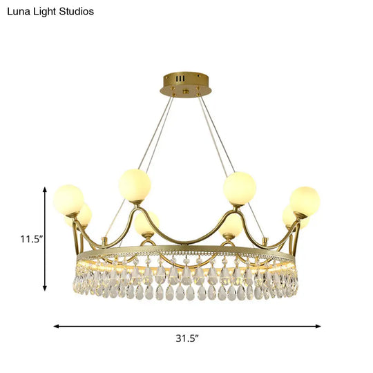 Contemporary Gold Crown Crystal Chandelier - 6/8-Light Suspended Lighting Fixture