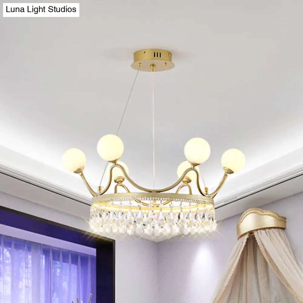 Contemporary Gold Crown Crystal Chandelier - 6/8-Light Suspended Lighting Fixture