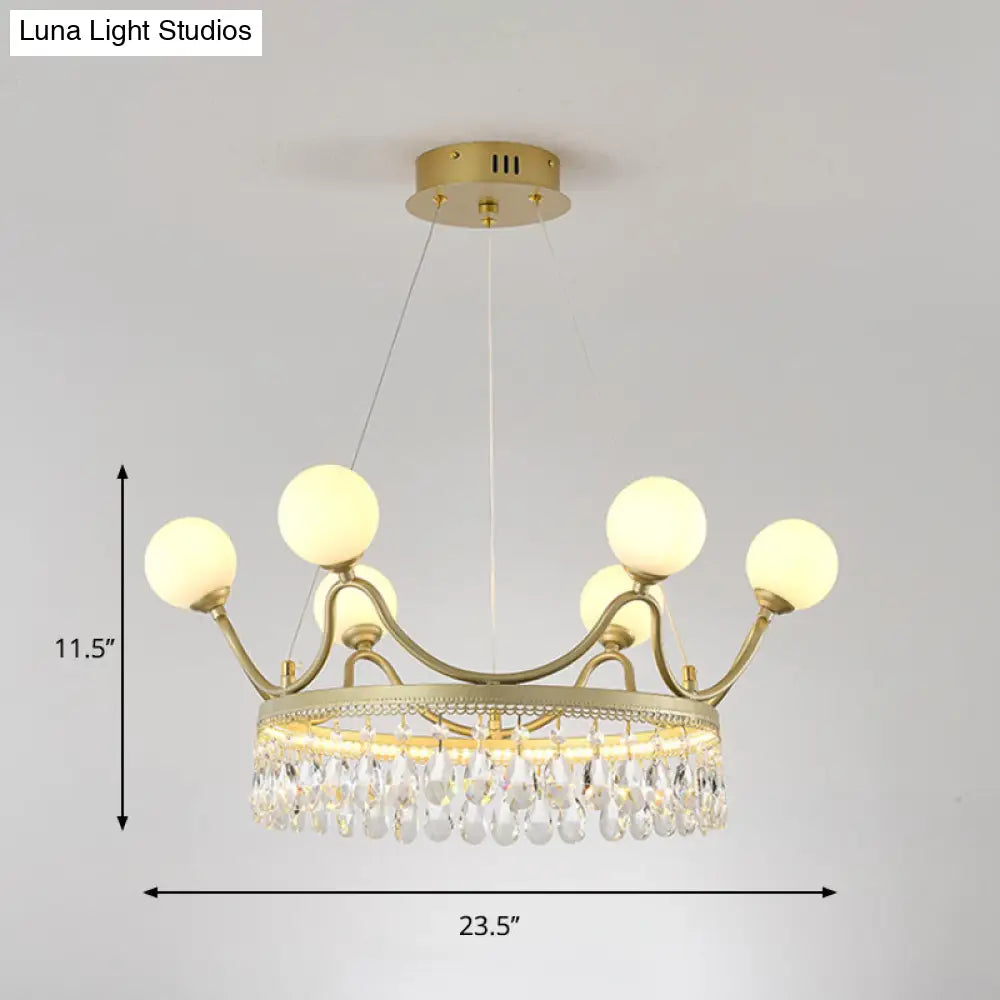 Contemporary Gold Crown Crystal Chandelier - 6/8-Light Suspended Lighting Fixture