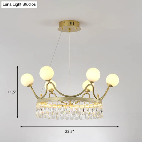 Contemporary Gold Crown Crystal Chandelier - 6/8-Light Suspended Lighting Fixture