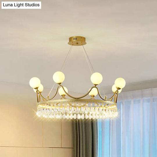 Contemporary Gold Crown Crystal Chandelier - 6/8-Light Suspended Lighting Fixture