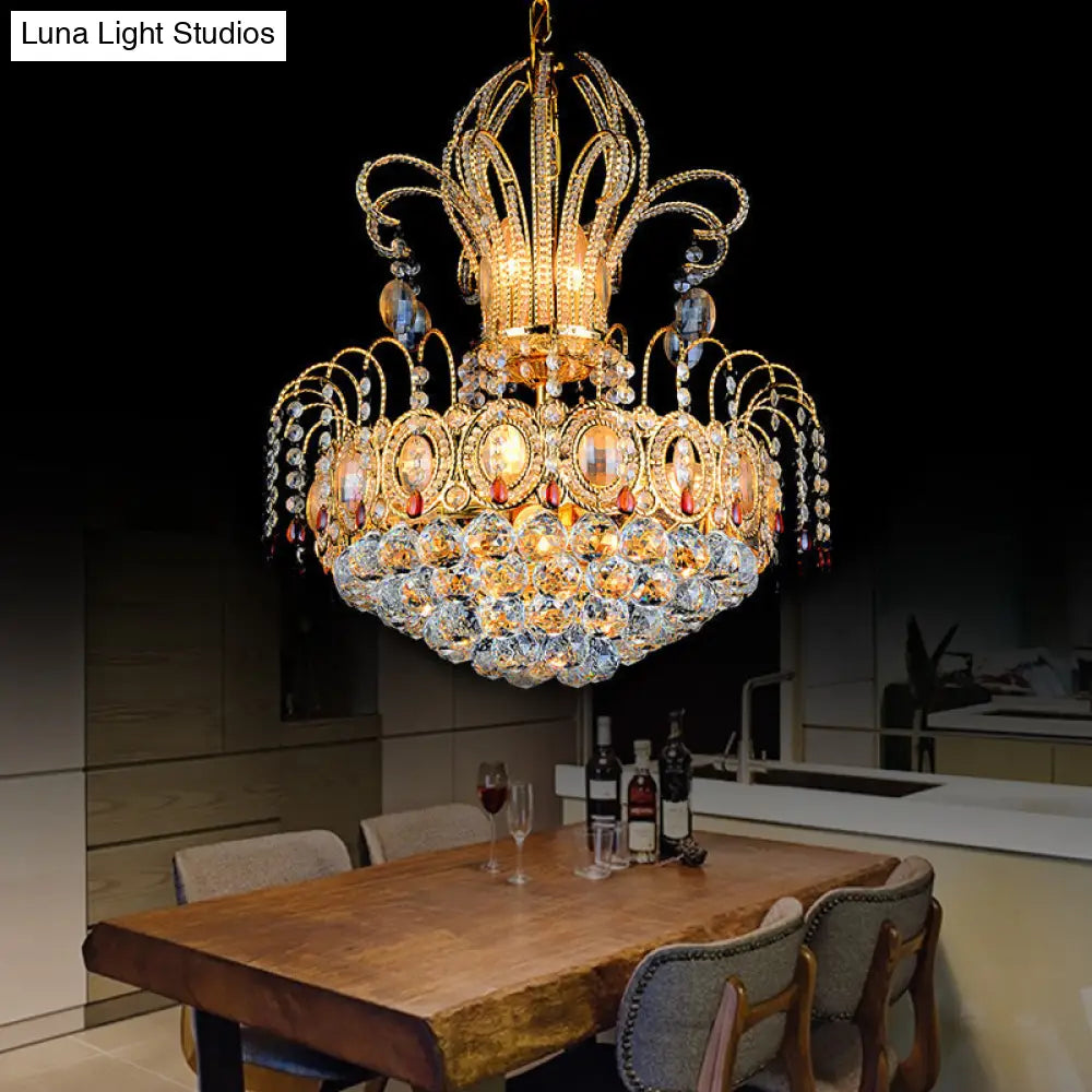 Contemporary Gold Crystal Ball Chandelier Light With Multi Lights For Dining Room 16’/19.5’ Wide