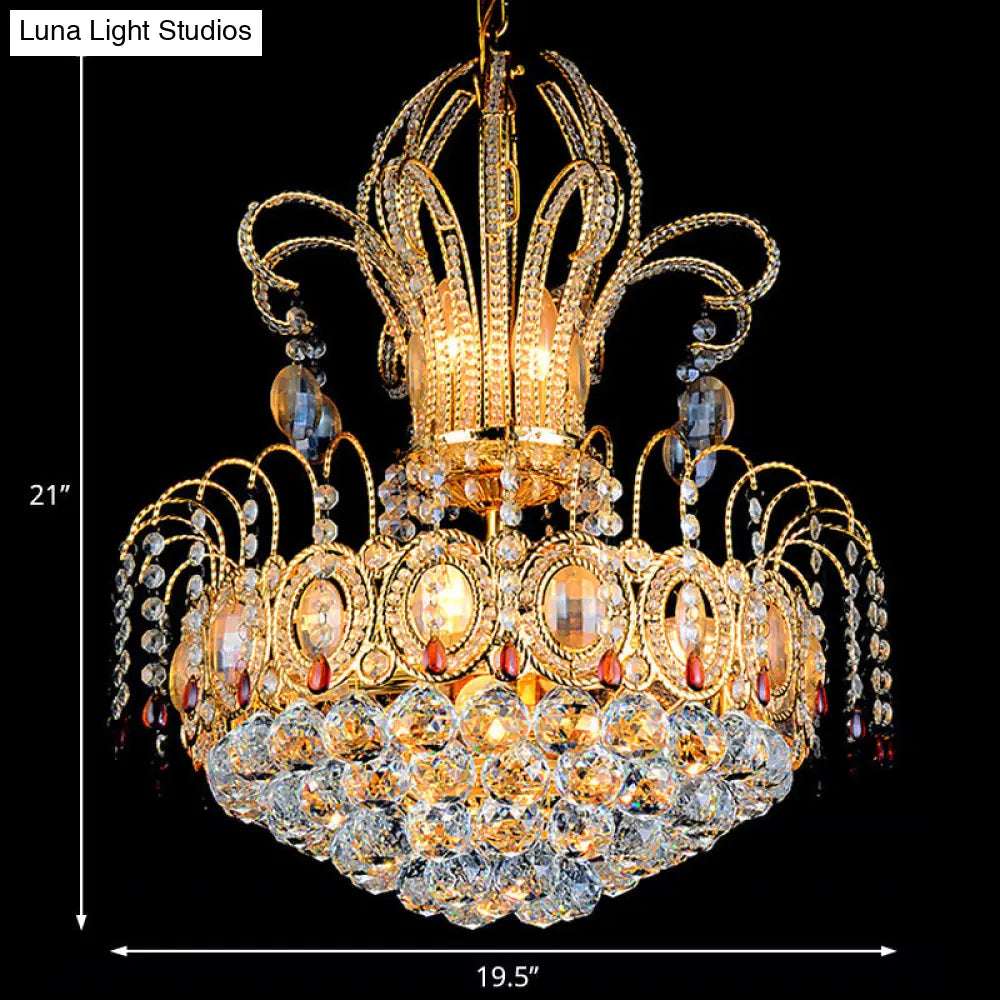 Contemporary Gold Crystal Ball Chandelier Light With Multi Lights For Dining Room 16’/19.5’ Wide