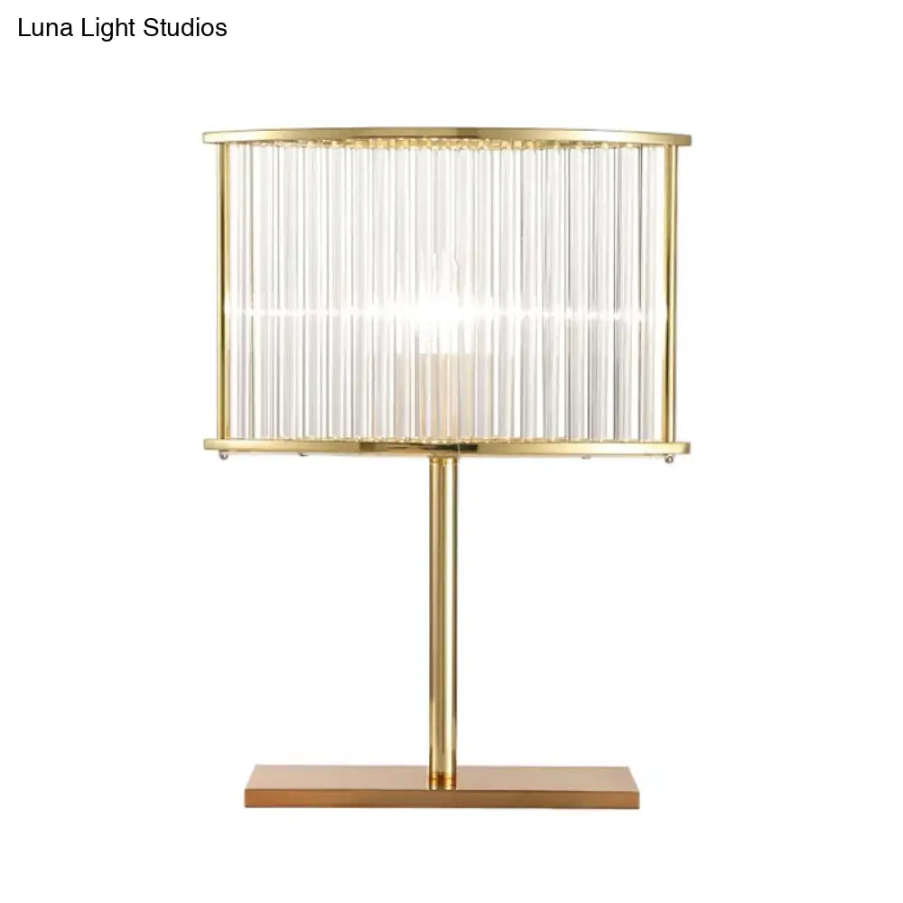 Contemporary Gold Crystal Bar Desk Lamp - Oval Nightstand Light