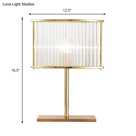 Contemporary Gold Crystal Bar Desk Lamp - Oval Nightstand Light