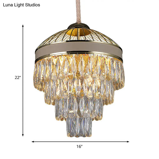 Contemporary Gold 4-Tier Crystal Chandelier - 7-Light Hanging Ceiling Light Fixture