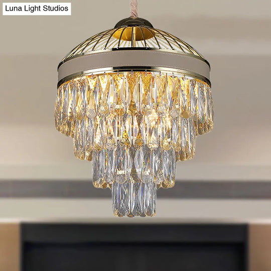 Contemporary Gold 4-Tier Crystal Chandelier - 7-Light Hanging Ceiling Light Fixture