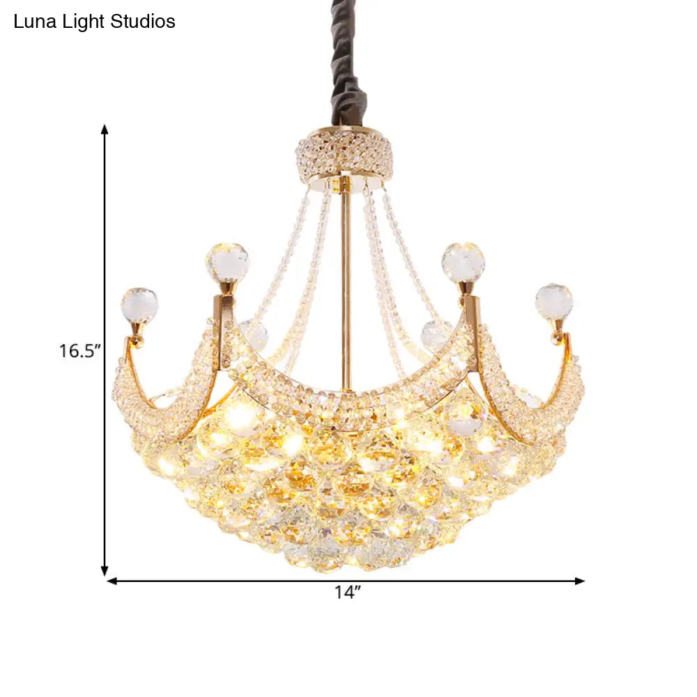 Contemporary Gold Crystal Chandelier - Dome Balls 6-Bulb Ceiling Pendant Lamp