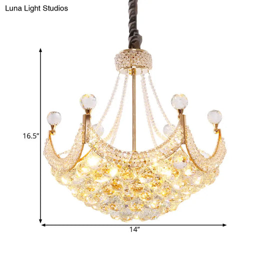 Contemporary Gold Crystal Chandelier - Dome Balls 6-Bulb Ceiling Pendant Lamp