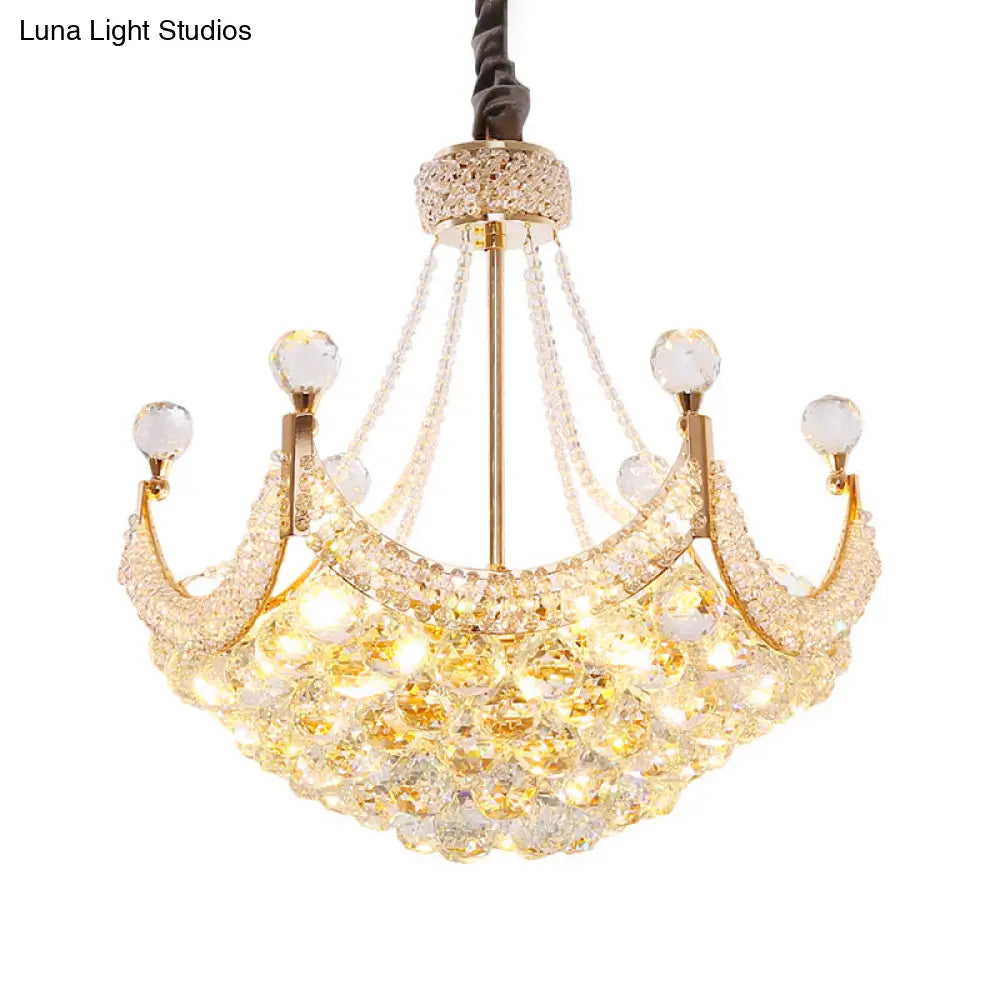 Contemporary Gold Crystal Chandelier - Dome Balls 6-Bulb Ceiling Pendant Lamp