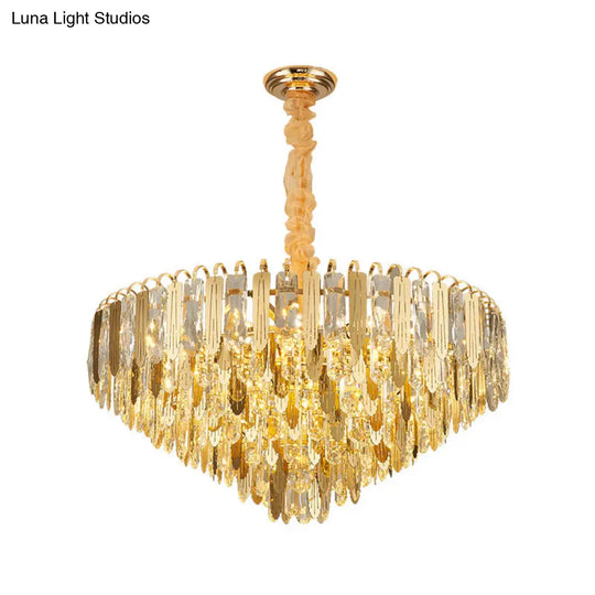 Clear Crystal Draped Gold Chandelier With 6 Tapered Lights For Modern Bedrooms