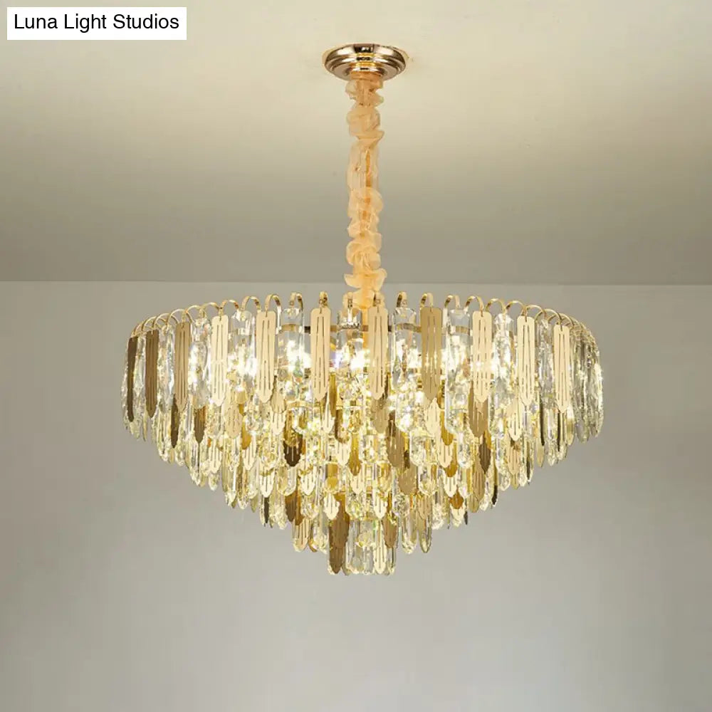 Contemporary Gold Crystal Draping Chandelier With 6 Heads – Elegant Bedroom Lighting