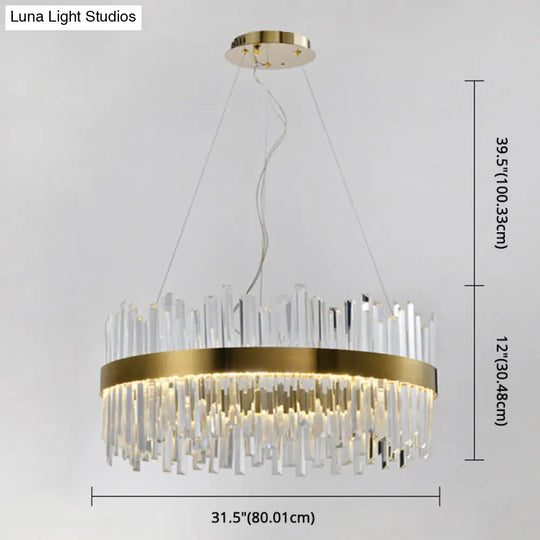 Contemporary Gold Crystal Led Ceiling Light For Dining Room