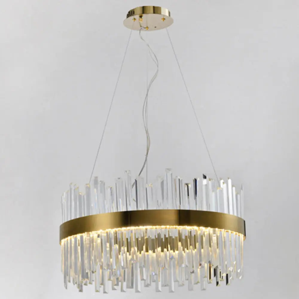 Contemporary Gold Crystal Led Ceiling Light For Dining Room / 23.5