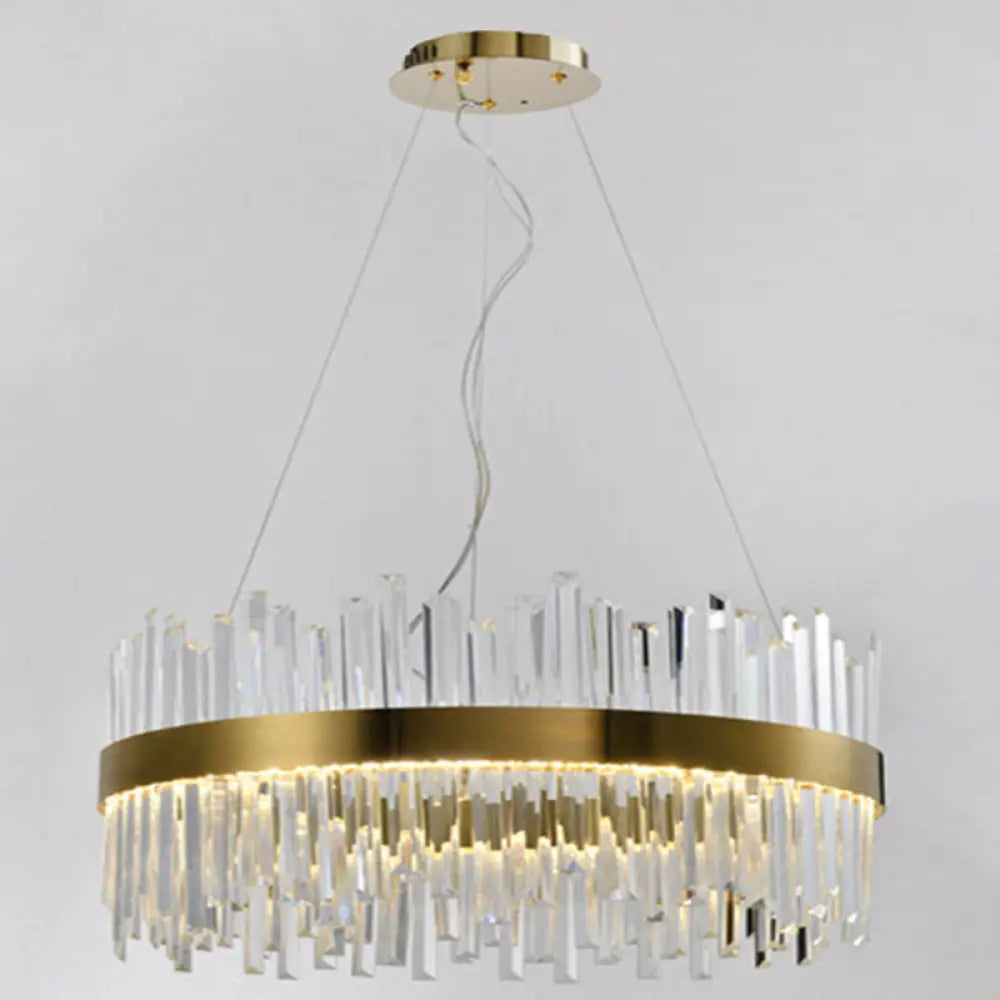 Contemporary Gold Crystal Led Ceiling Light For Dining Room / 39.5