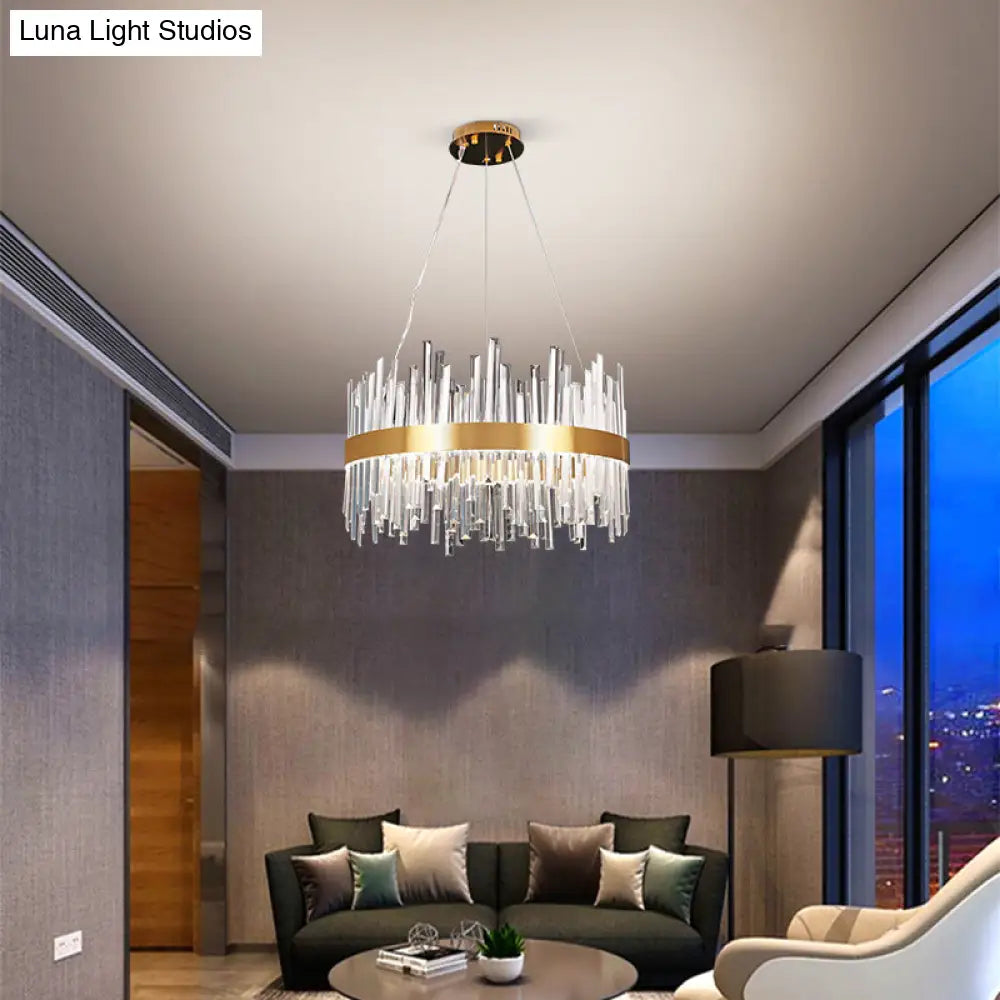 Contemporary Gold Crystal Led Ceiling Light For Dining Room