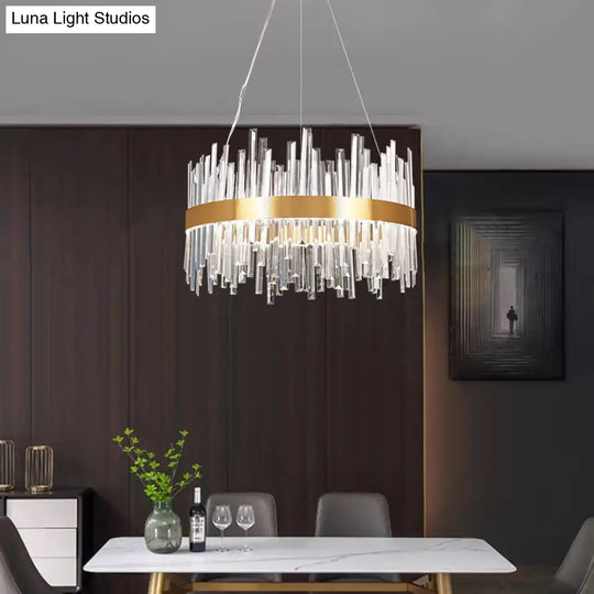 Contemporary Gold Crystal Led Ceiling Light For Dining Room