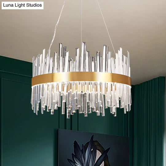 Contemporary Gold Crystal Led Ceiling Light For Dining Room